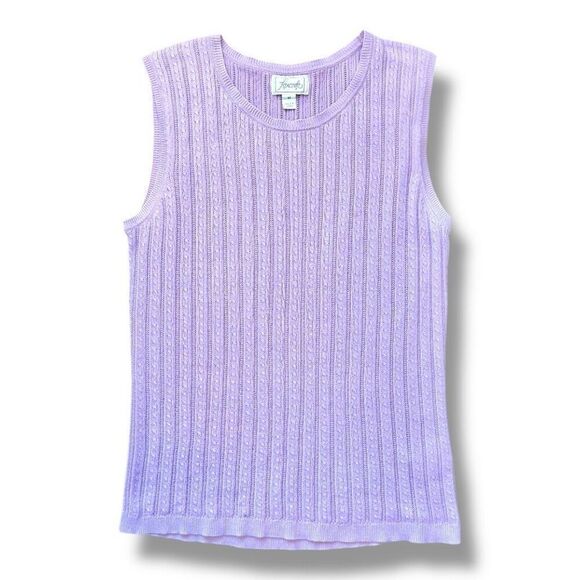 Foxcroft Cable Knit Pastel Purple Sweater Top Sz M - Picture 1 of 7